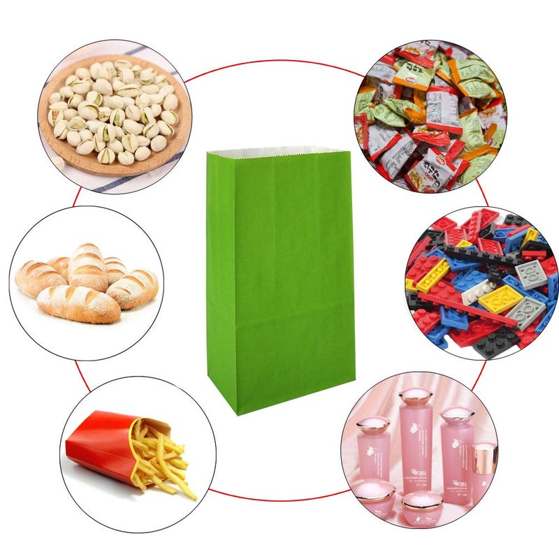 KEYYOOMY 100 CT Small Bright Color Paper Bags Rainbow Party Goodie Bags Party Favor Bag Paper Lunch Bag (100 CT, 3.1 X 5.1 X 9.4 In) - Image 3